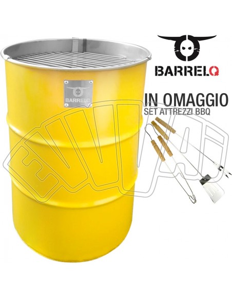 BARRELQ SMALL GIALLO - BARBECUE BARILE DI OLIO - BBQ BRACIERE TAVOLINO GIARDINO
